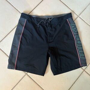Hurley Black Swim Board Shorts with Pink Piping and Teal Logo